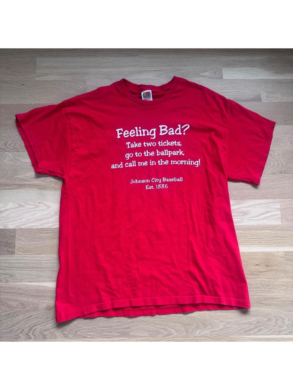 Johnson City Baseball Feeling Bad Red Graphic T-Shirt